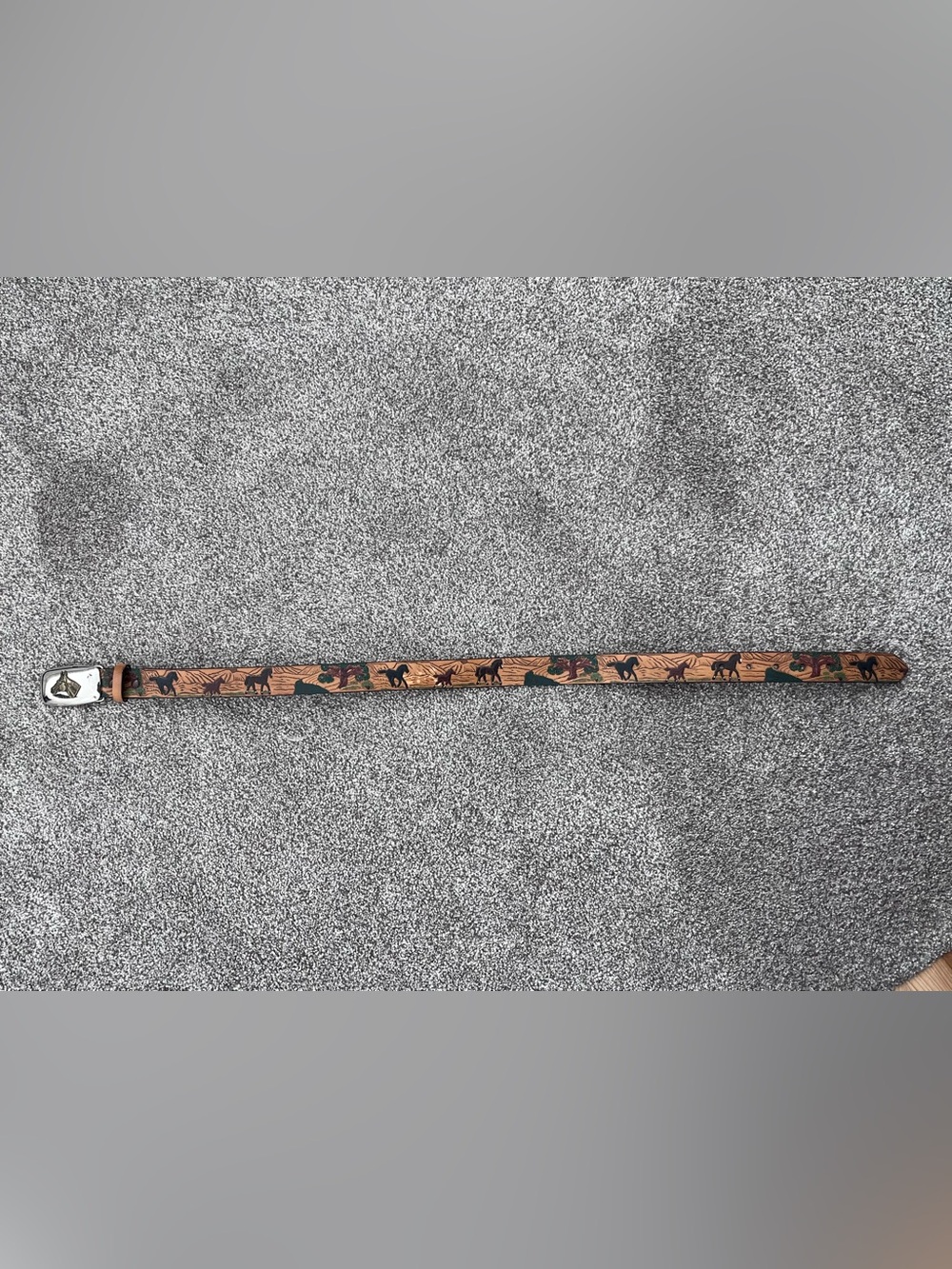 Nocona Brown Bonded Leather kids belt with painted horses and scenery